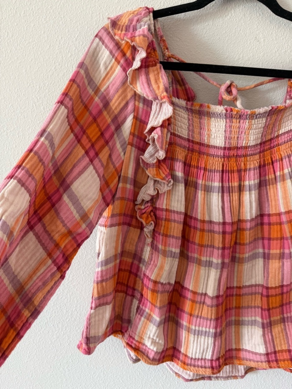 We the Free Siena Plaid Pullover Top Medium - Picture 4 of 6